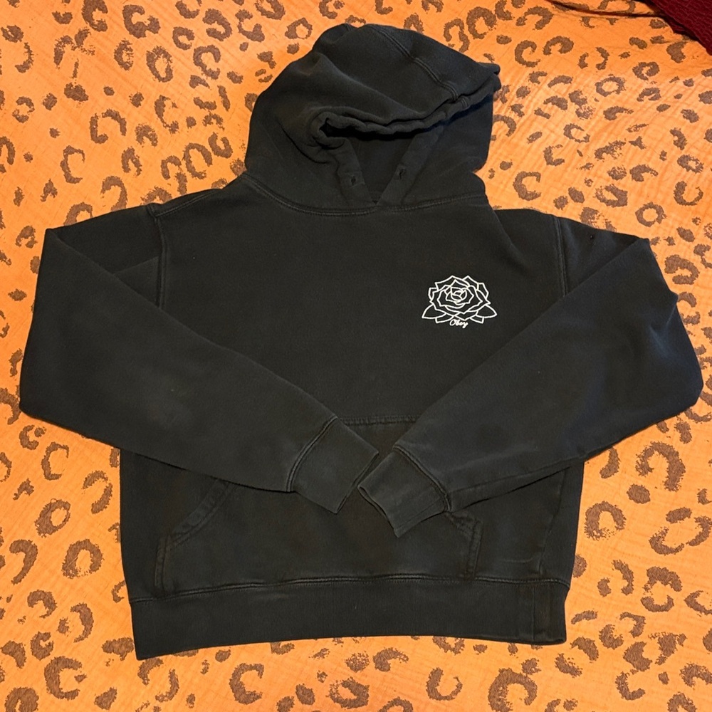 Black Obey Propaganda hoodie with rose designs